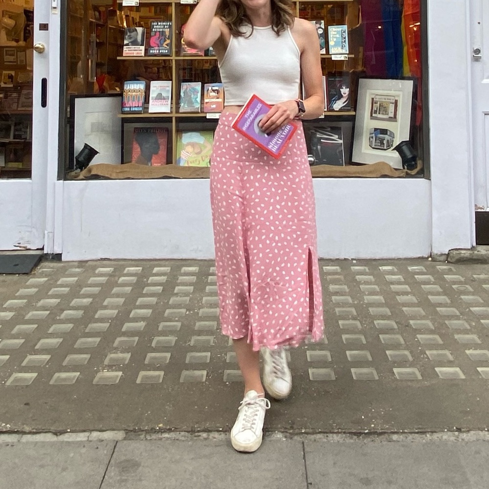 LOFT Pink and White Patterned Skirt